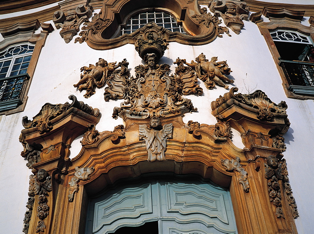 Brazil, Minas Gerais.Ouro Preto Colonial City.Close Up On Our Lady Of Carmo Church Main Door