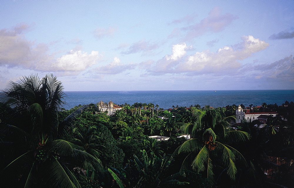 Brazil, Olinda (Near Recife) Ancient Portuguese Settlement. Overview Of The Old Portuguese Neighbourhood At Dusk