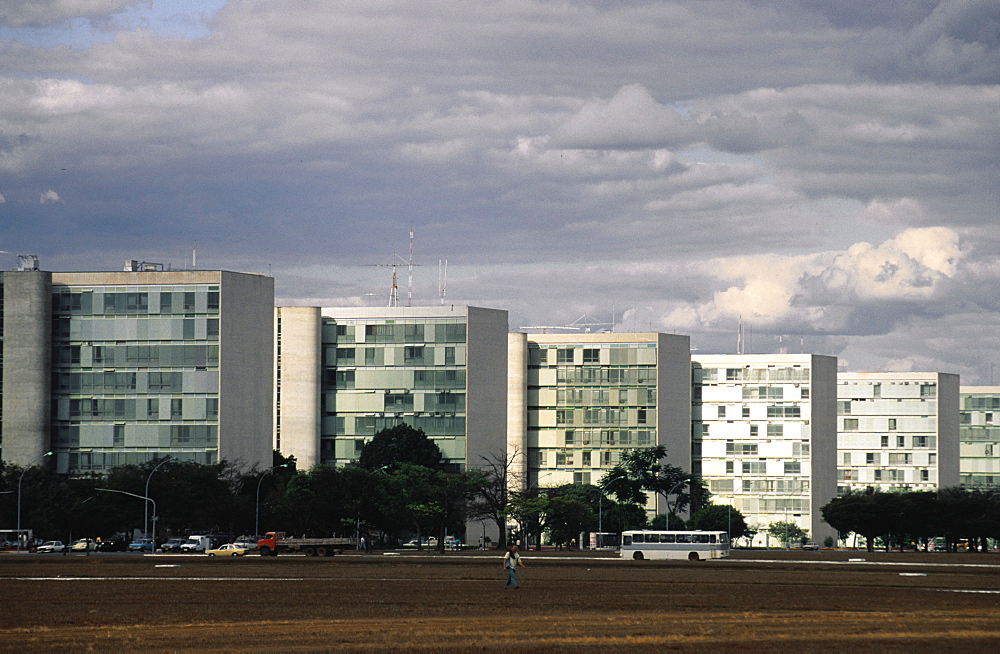 Brazil, Brasilia.Architect & Town Planner Oscar Niemeyer.Row Of Ministries Buildings