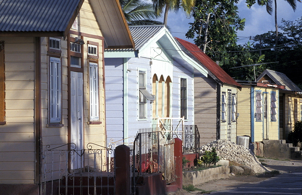 Caribbean, West Indies, Barbados, St Peter Parish, Fishermen Village Of Six Men's Bay, Row Of Chattel Houses