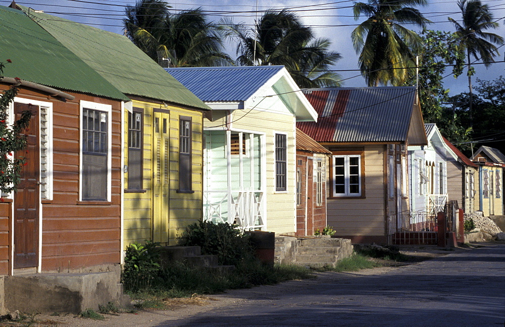 Caribbean, West Indies, Barbados, St Peter Parish, Fishermen Village Of Six Men's Bay, Row Of Chattel Houses