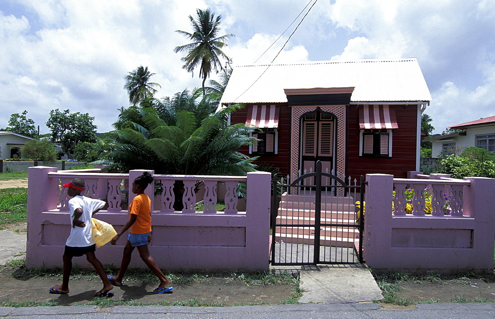 Caribbean, West Indies, Barbados, Chattel House (Small Movable Wooden Home Often Colored)