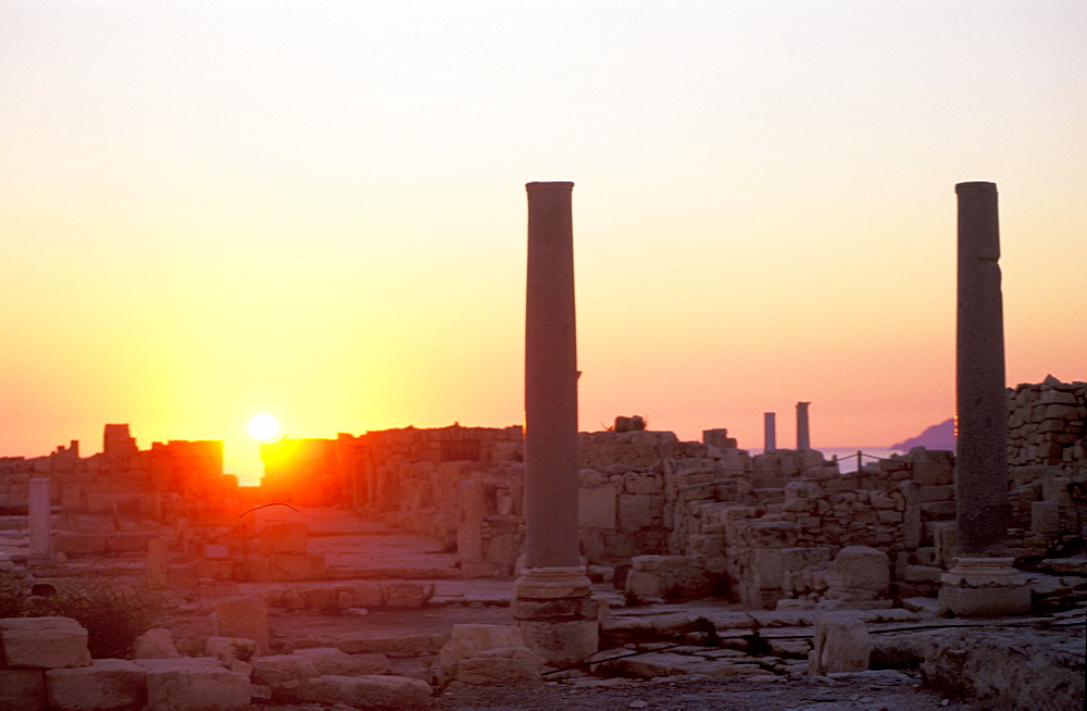 Cyprus, Kourion Archeological Site At Sunset