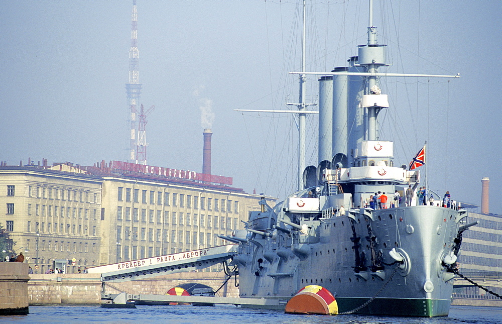 Russia, St-Petersburg, The Aurora Warship Museum At Quay