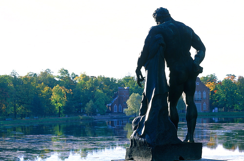 Russia, St-Petersburg, Tsarskoie Selo (Pushkin), Catherine Palace Park, Bronze Statue Of Hercules