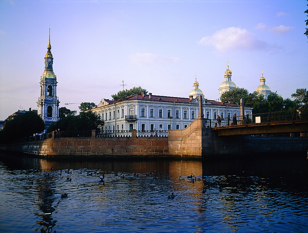 Russia, St-Petersburg, St Nicholas Of The Seamen Cathedral And Canal