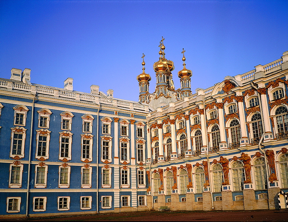 Russia, St-Petersburg, Tsarskoie Selo (Pushkin), Catherine Ii Palace, The Facade On The Back Yard