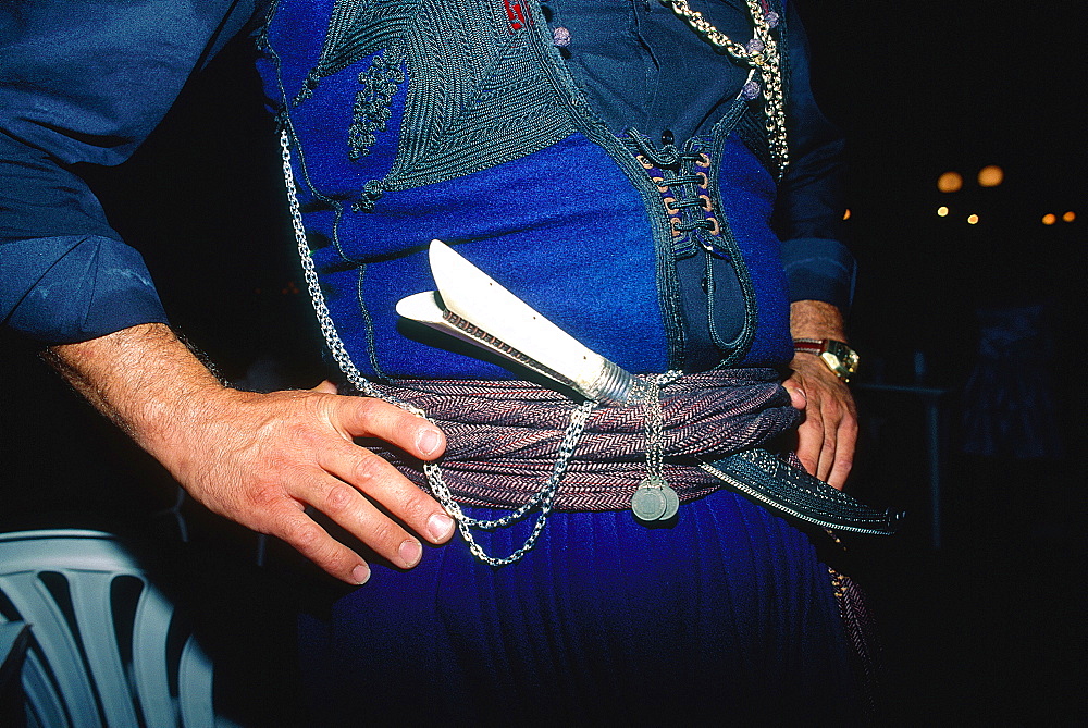 Greece, Crete, Typical Cretan Man Dress, Wearing The Cretan Knife At Waist