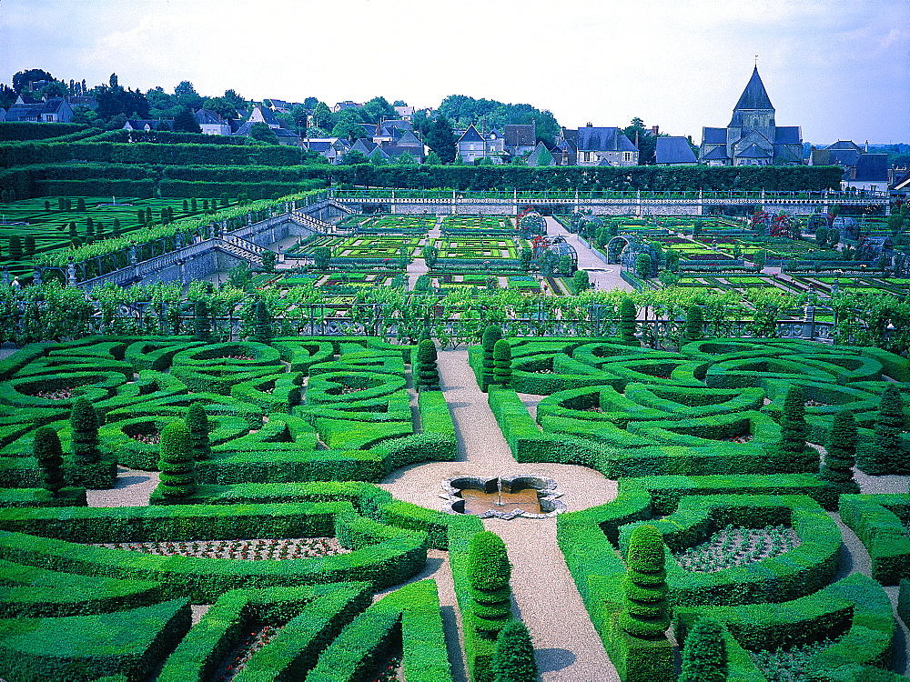 France, To Uraine Val-De-Loire, In Dre-Et-Loire, Villandry Castle, The Famous Classical Gardens A La Francaise