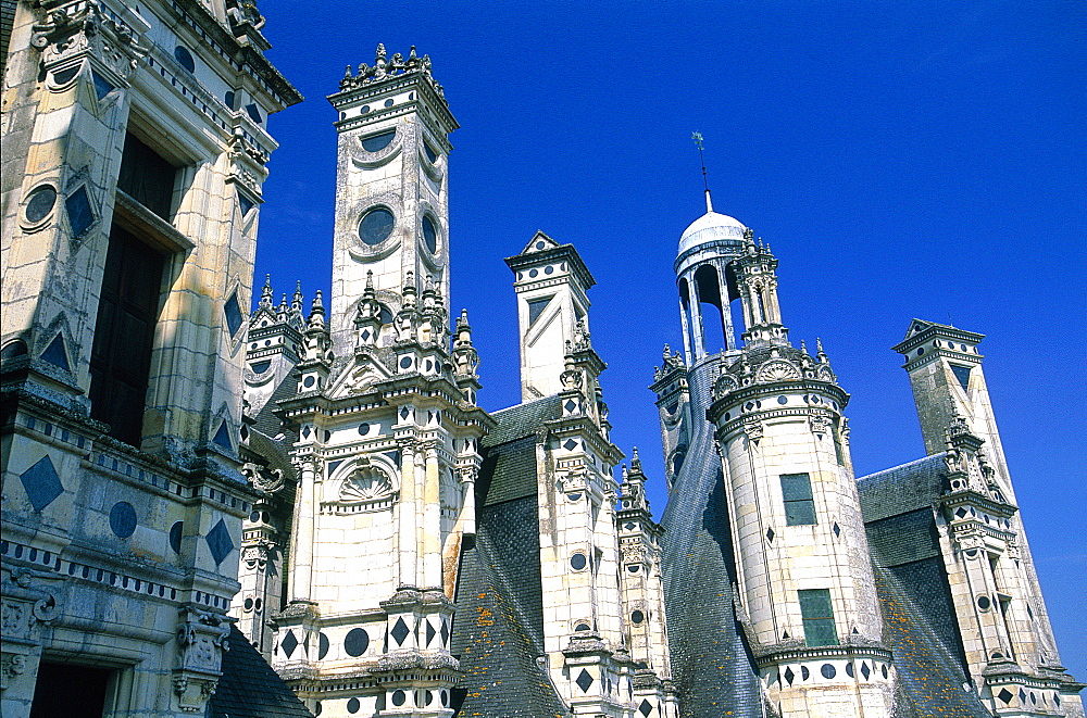 France, To Uraine Val-De-Loire, Loir-Et-Cher, Chambord, The Renaissance Castle Built By King Francois 1er, View From The Roof Terrace 