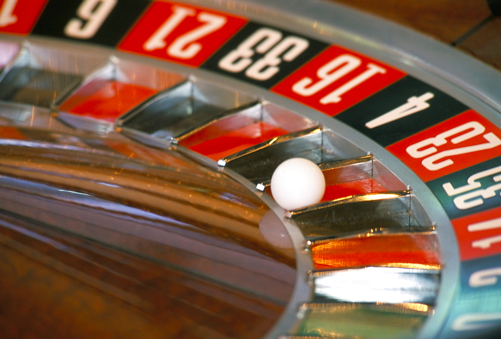 Roulette wheel in casino on board a cruise ship