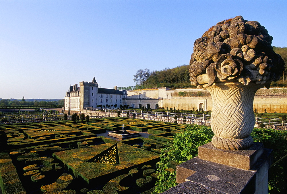 Chateau de Villandry and gardens, UNESCO World Heritage Site, Loire Valley, France, Europe