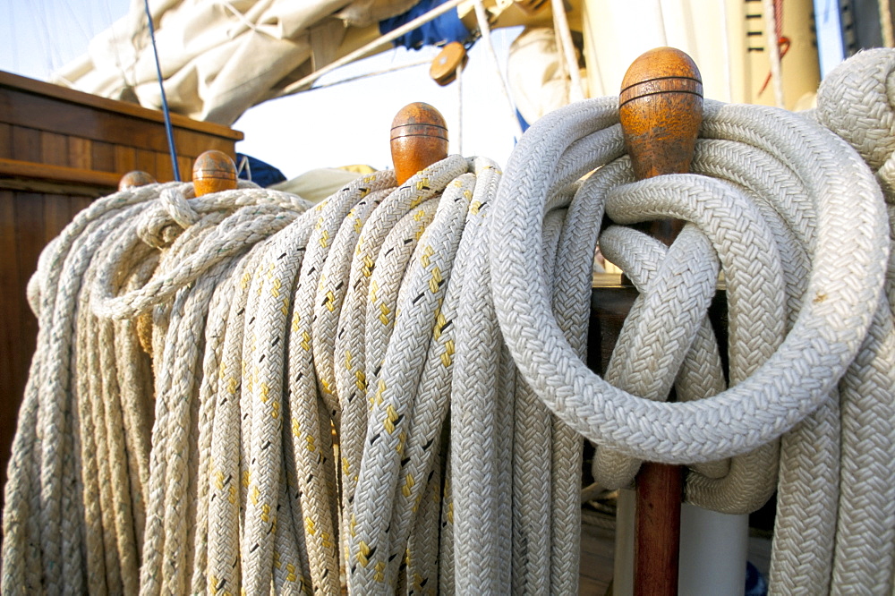 Rope on deck of cruise ship, Southeast Asia, Asia