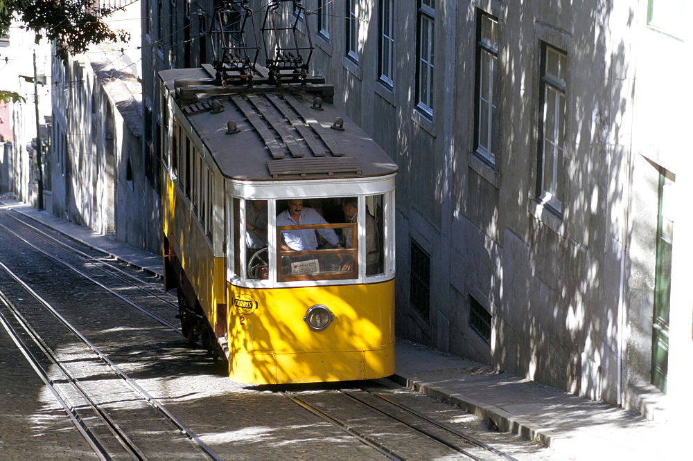 Cable car tram, Lisbon, Portugal, Europe