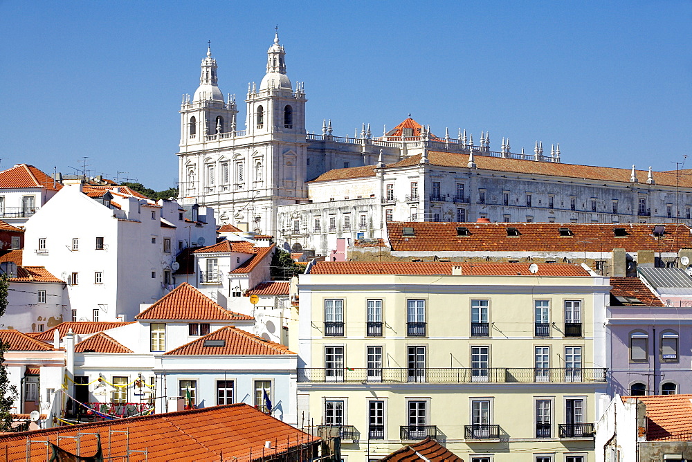 View of San Vincente de Fora church and Alfama neighbourhood, Lisbon, Portugal, Europe