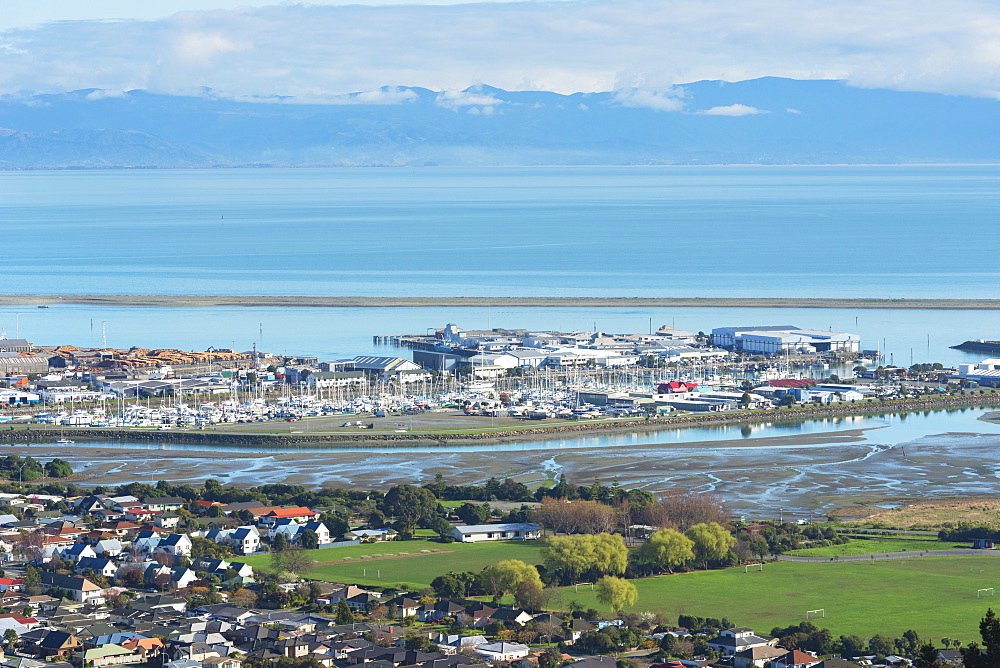 Aerial view of Nelson, South Island, New Zealand, Pacific 