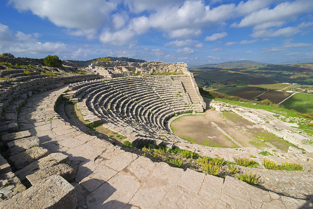 Roman theatre, Segesta, Sicily, Italy, Europe