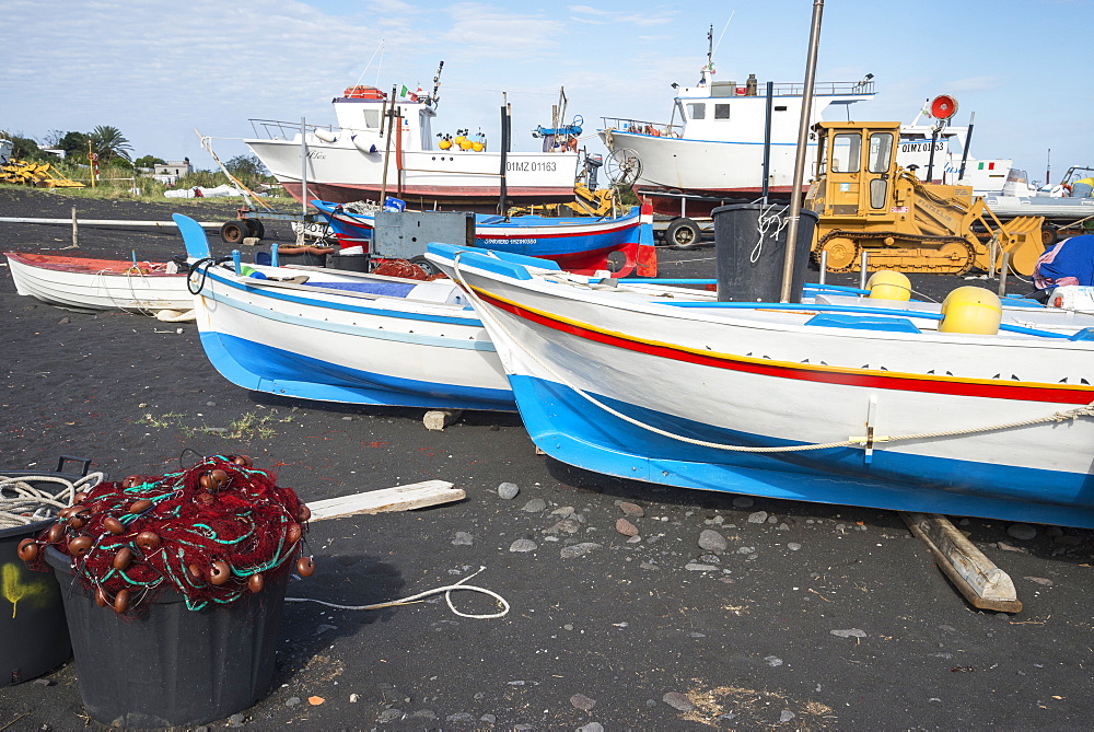 Fishing boats, Stromboli, Aeolian Islands, UNESCO World Heritage Site, Sicily, Italy, Mediterranean, Europe