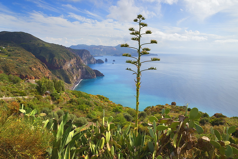 View from Belvedere Quattrocchi, Lipari, Aeolian Islands, UNESCO World Heritage Site, Sicily, Italy, Mediterranean, Europe