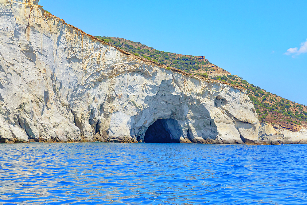 Southern coast, sea and rock formations, Kleftiko, Milos Island, Cyclades Islands, Greek Islands, Greece, Europe