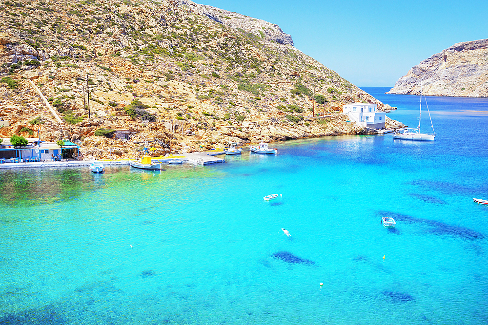 Heronissos fishing village bay, Heronissos, Sifnos Island, Cyclades, Greek Islands, Greece, Europe