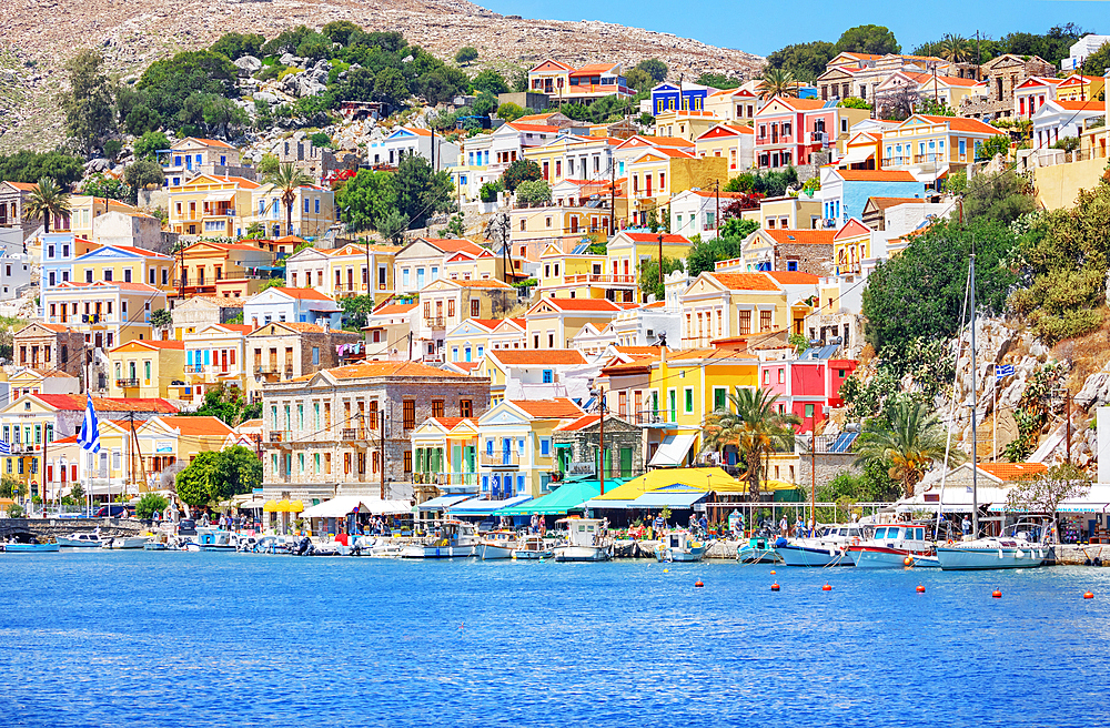 Symi Harbour, Symi Island, Dodecanese Islands, Greece