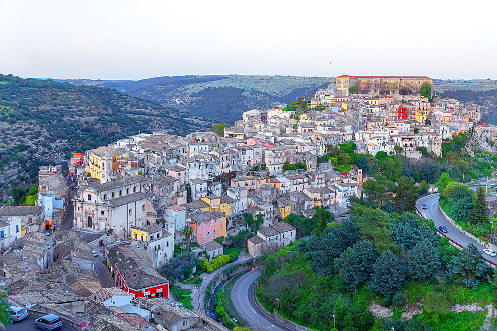 Elevated view of Ragusa Ibla historic town, Ragusa Ibla, Ragusa province, Sicily, Italy