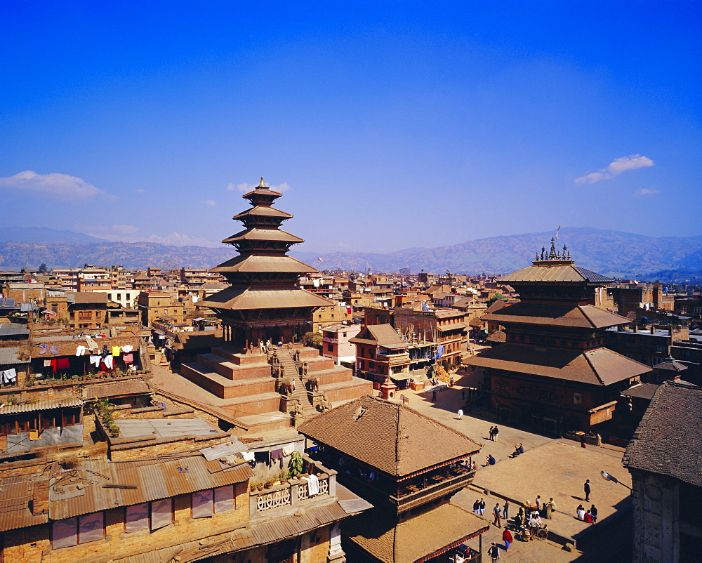 View of Taumadi Tole, Nyatapola Buddist Temple, Bhaktapur,Nepal, Asia