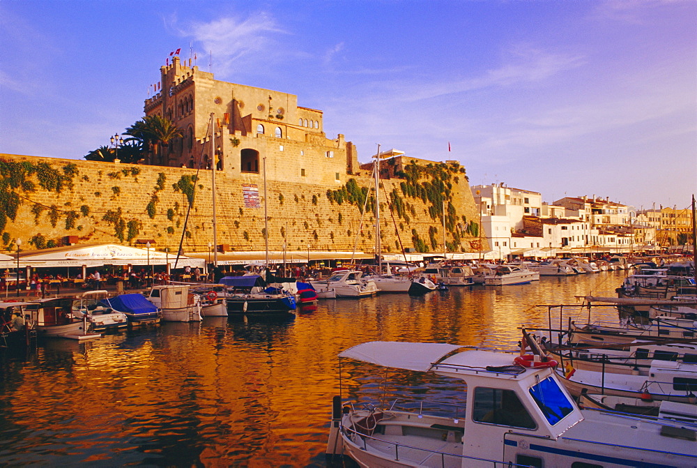 Old  walls and port, Cuitadella, Menorca, Balearic Islands, Spain, Europe