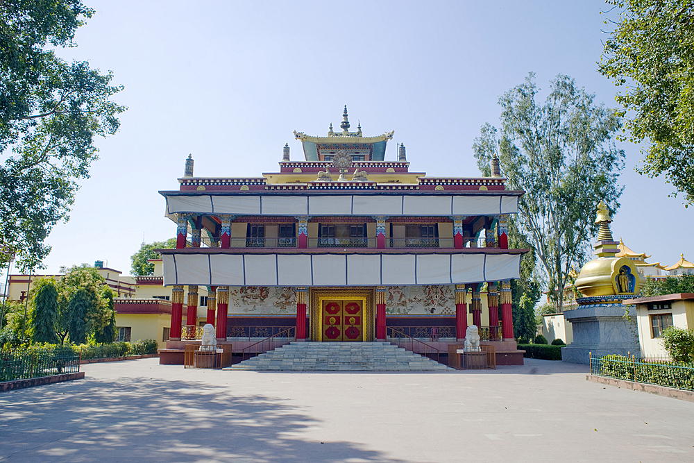 The Tibetan Karma Tharjay Buddhist Monastery, Bodh Gaya, Bihar, India, Asia