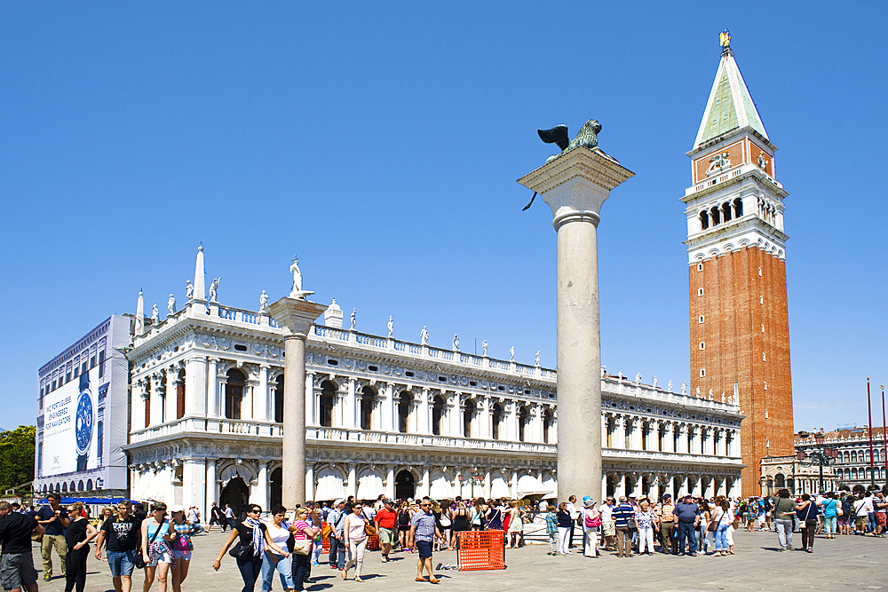 The Biblioteca Marciana (St. Mark's Library), beside the Campanile Tower in the Piazza San Marco (St. Marks Square), Venice, UNESCO World Heritage Site, Veneto, Italy, Europe