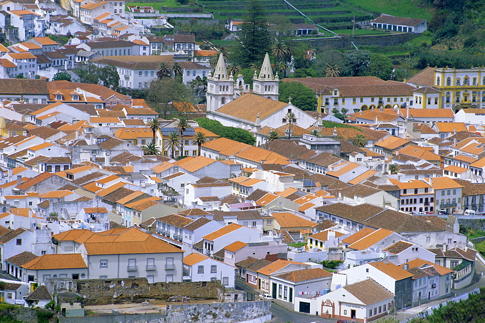 View over Angra do Heroismo, UNESCO World Heritage Site, island of Terceira, Azores, Portugal, Europe, Atlantic Ocean