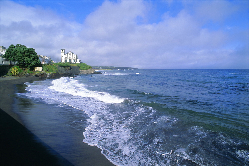 Beach of town of Lagoa, Sao Miguel island, Azores, Portugal, Europe, Atlantic Ocean