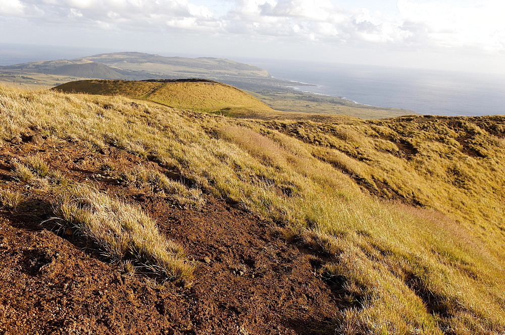 Mount Terevaka, a young volcano, the highest point on the island, 511 m above sea level, Easter Island, Chile, South America