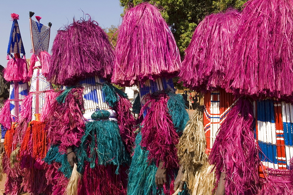 Bobo masks during festivities in Sikasso, Mali, Africa