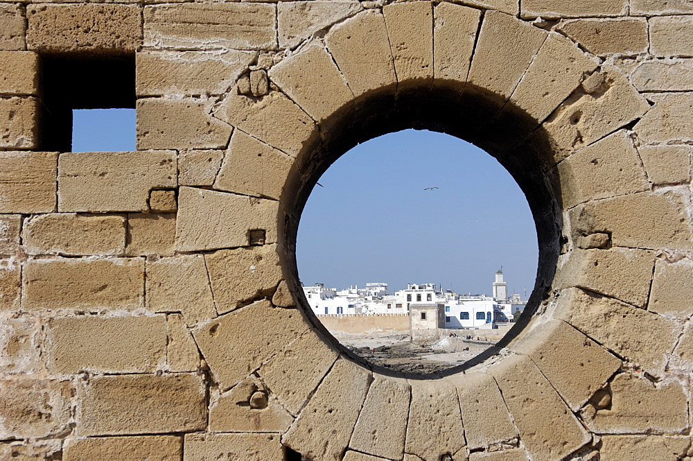 Old waterfont and city behind ramparts, Essaouira, historic city of Mogador, Morocco, North Africa, Africa