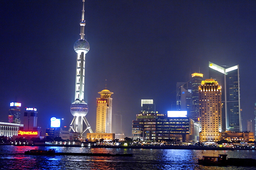 Night view from the Bund, Shanghai, China, Asia