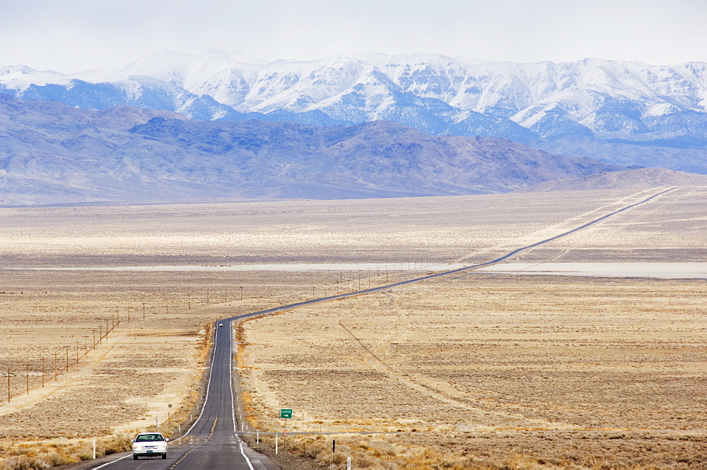 A never ending straight road on US Route 50, the loneliest road in America, Nevada, United States of America, North America