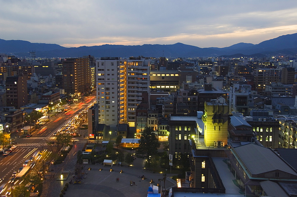 Kyoto city center at night, Kyoto, Honshu Island, Japan, Asia