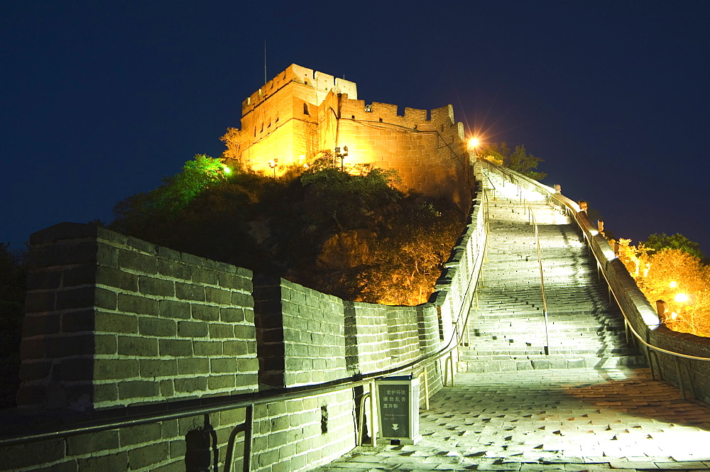 Illuminations on the Great Wall of China at Badaling, first built during the Ming dynasty between 1368 and 1644, restored in the 1980s, UNESCO World Heritage Site, near Beijing, Hebei Province, China, Asia