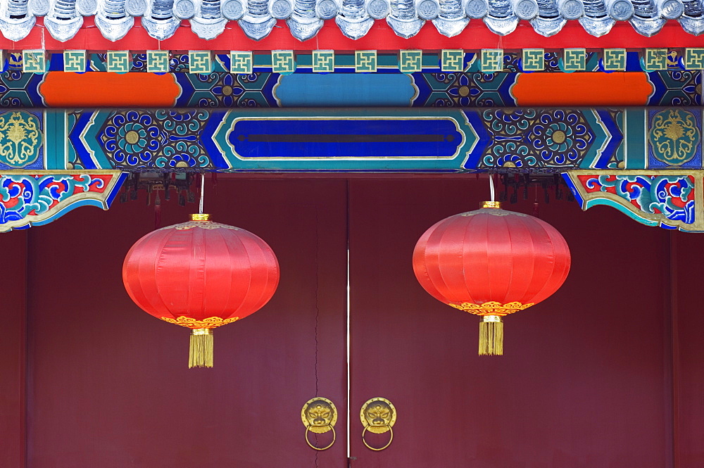 Decorative lanterns at the Forbidden City, Beijing, China, Asia