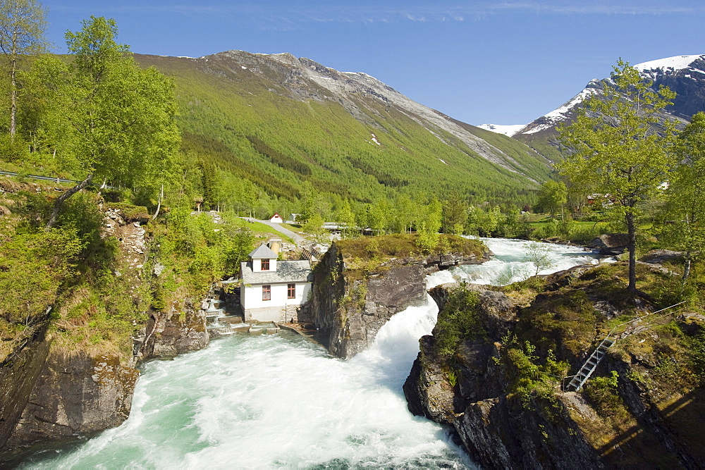 Holsbrua waterfall, Western Norway, Norway, Scandinavia, Europe