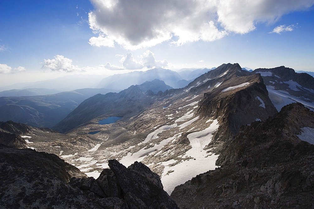 View from Pico de Aneto, at 3404m the highest peak in the Pyrenees, Spain, Europe