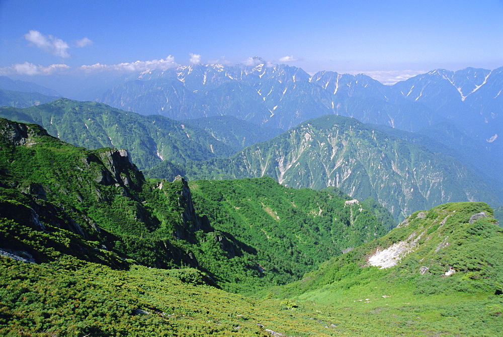 View along the hiking trails of Mt. Hakuba, Northern Alps, Japan