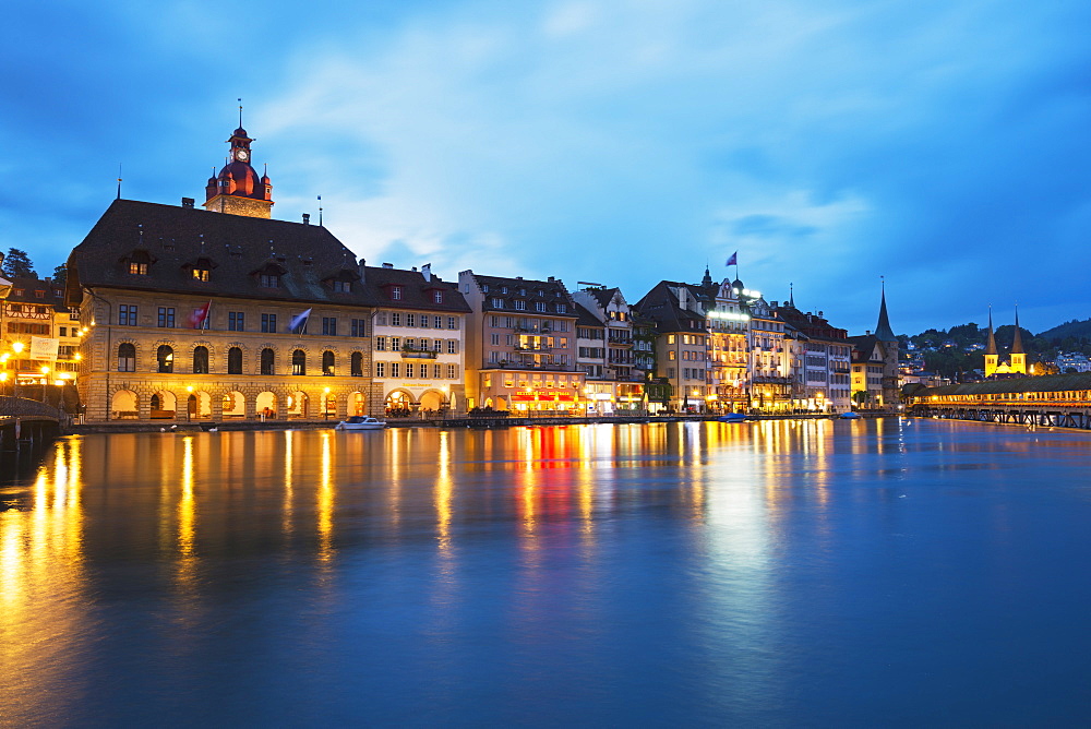 Waterfront of the Old Town on the Reuss River, Lucerne, Switzerland, Europe