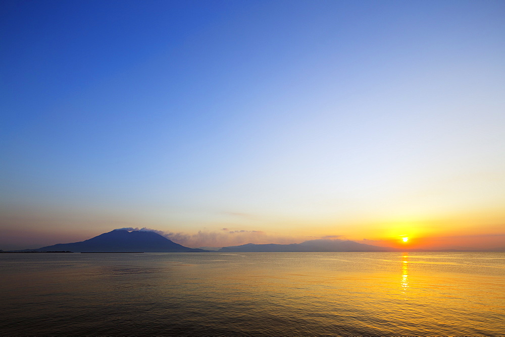 Sunrise over Sakurajima volcano, Kagoshima, Kyushu, Japan, Asia