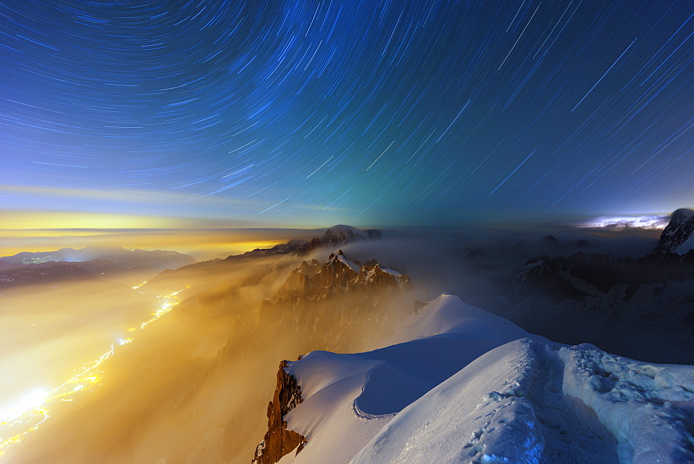 Chamonix from Aiguille du Midi, Rhone Alps, Haute Savoie, France, Europe