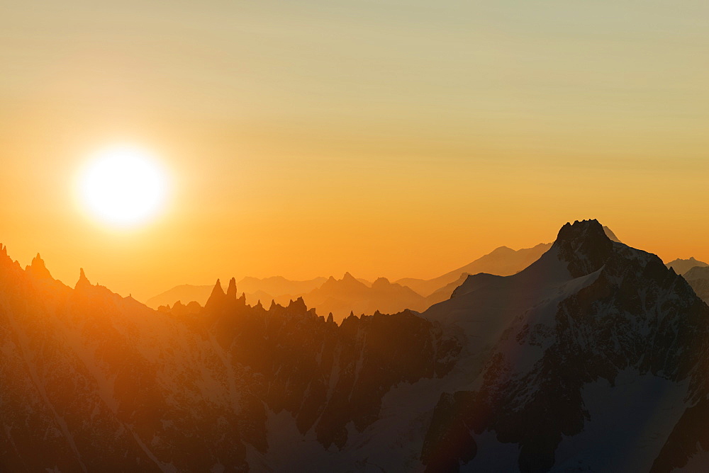 Aiguille du Midi sunrise, Chamonix, Rhone Alps, Haute Savoie, France, Europe