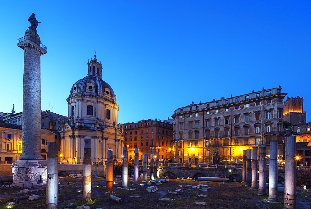 Church of Santa Maria di Loreto and Roman ruins, Rome, Lazio, Italy, Europe