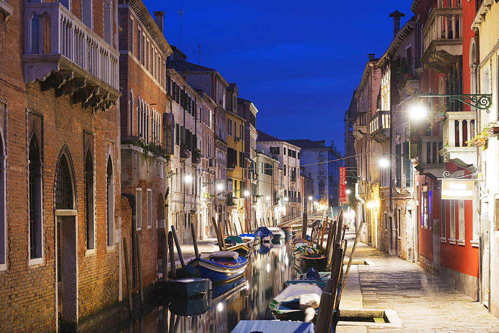 Canal boats, Venice, UNESCO World Heritage Site, Veneto, Italy, Europe